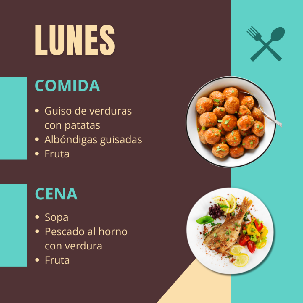Ejemplo de menú, lunes