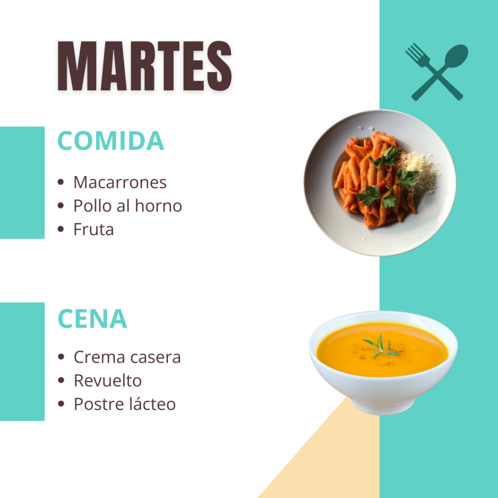 Ejemplo de menú, martes