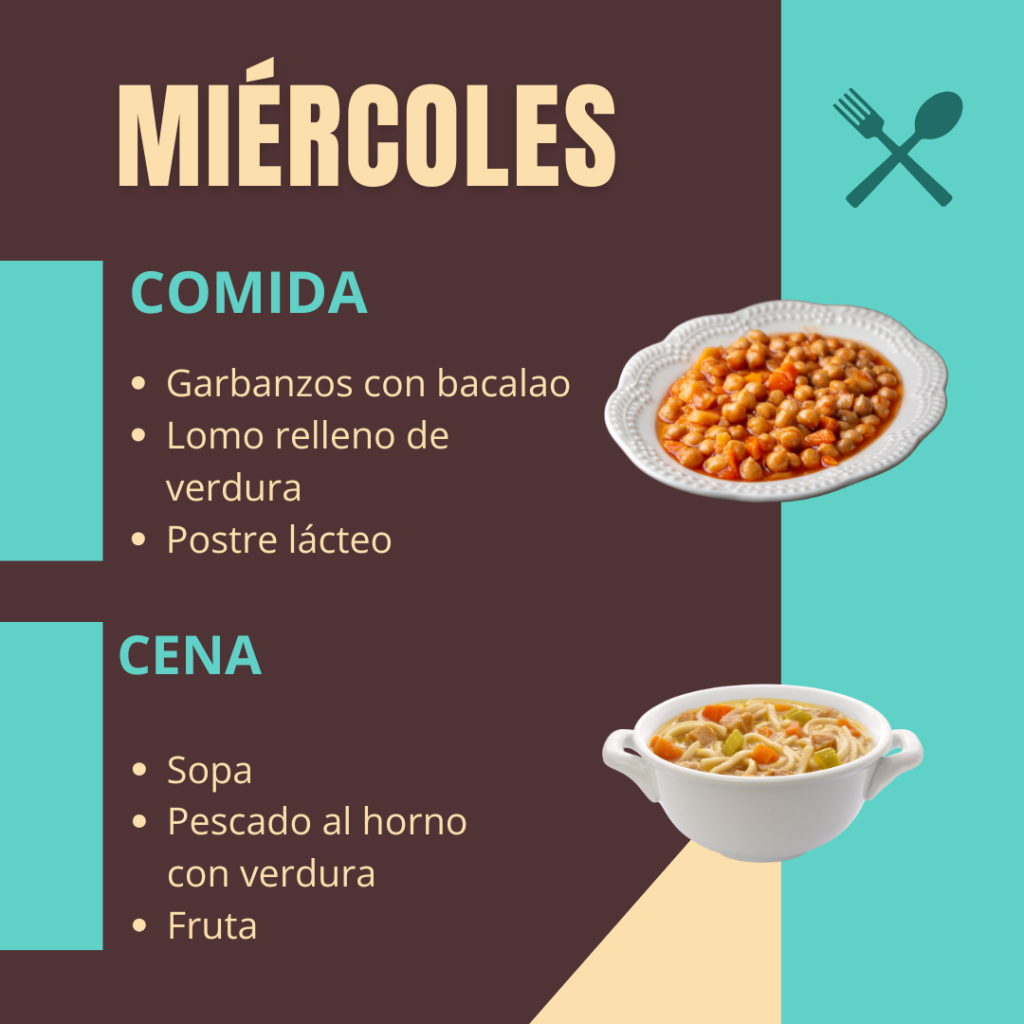 Ejemplo de menú, miércoles