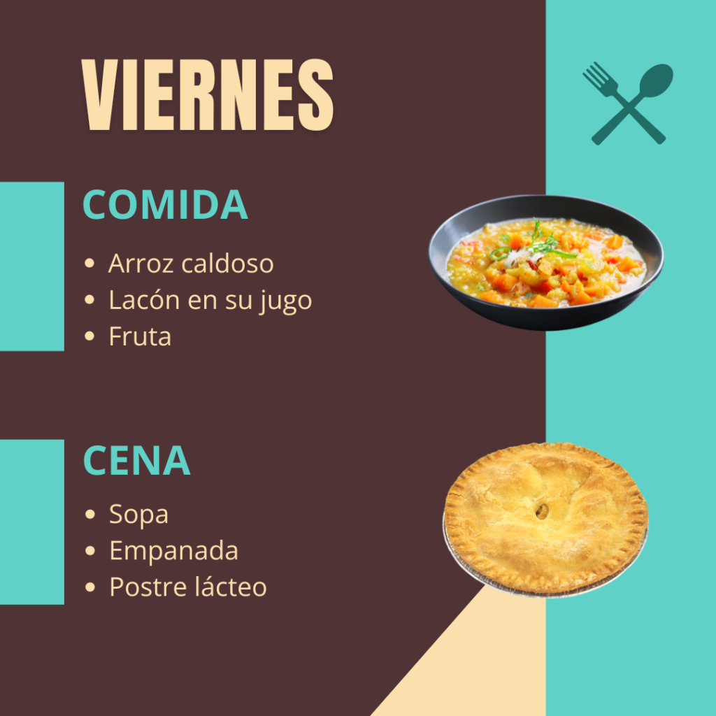 Ejemplo de menú, viernes
